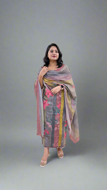 Women’s Pashmina Twill Suit Set with Digital Print and Handwork – Winter Wear with Dupatta