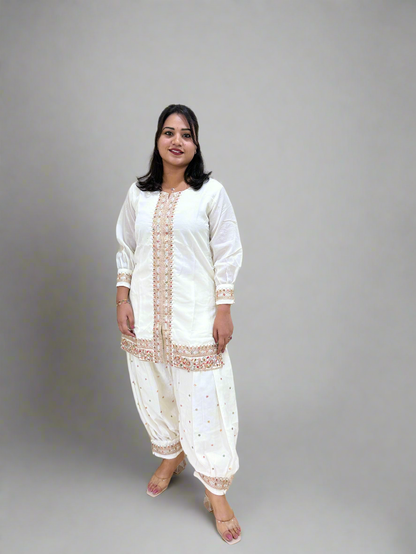 Vichitra Silk Ethnic 3-Piece Set with Embroidered Dupatta – Available in L and XL Sizes