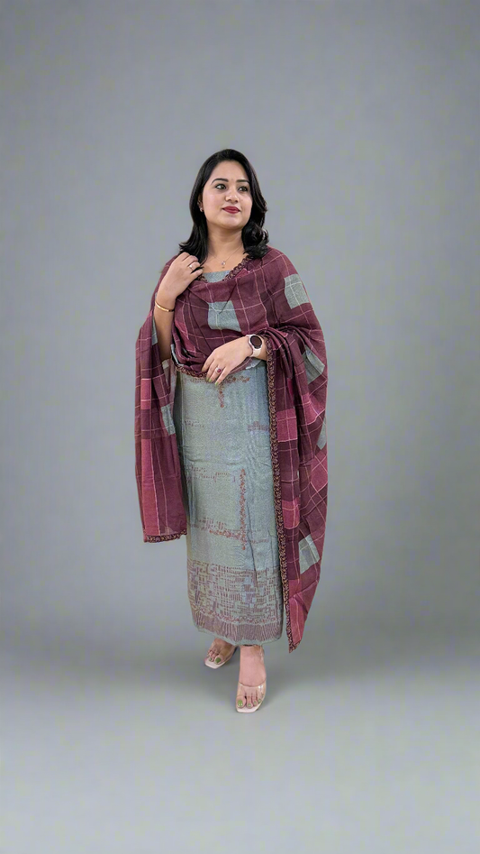 Women’s Pashmina Embroidered Suit Set with Simmi Silk Digital Print Dupatta – Ethnic Wear