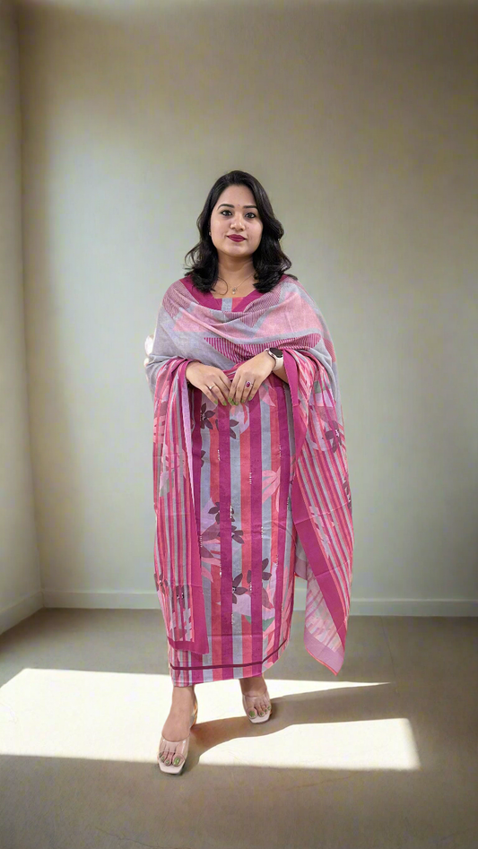 Women’s Pashmina Twill Suit Set with Digital Print and Handwork – Winter Wear with Dupatta