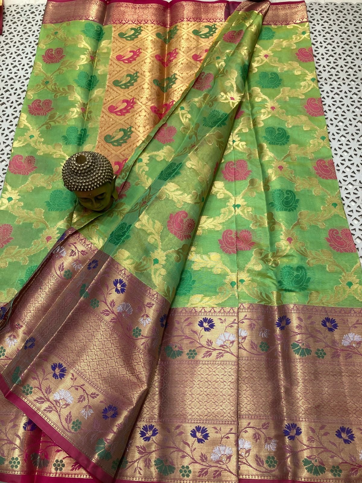 Mangalagiri Semi Pattu Saree - Mani's Fashions