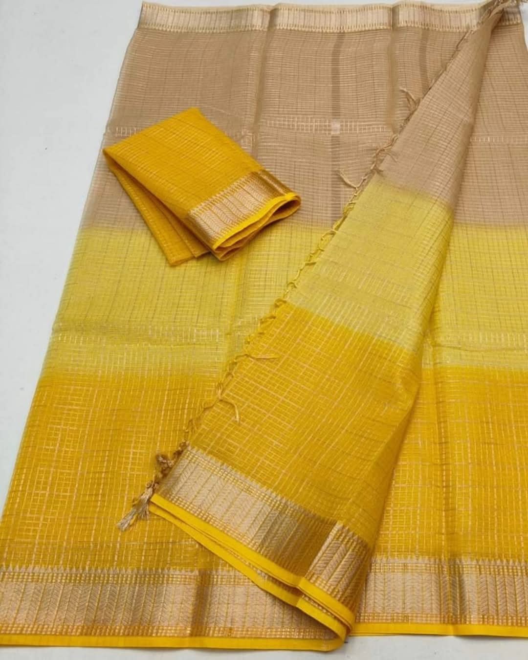 Mangalagiri Silk Saree with Copper Zari Temple Border - Mani's Fashions