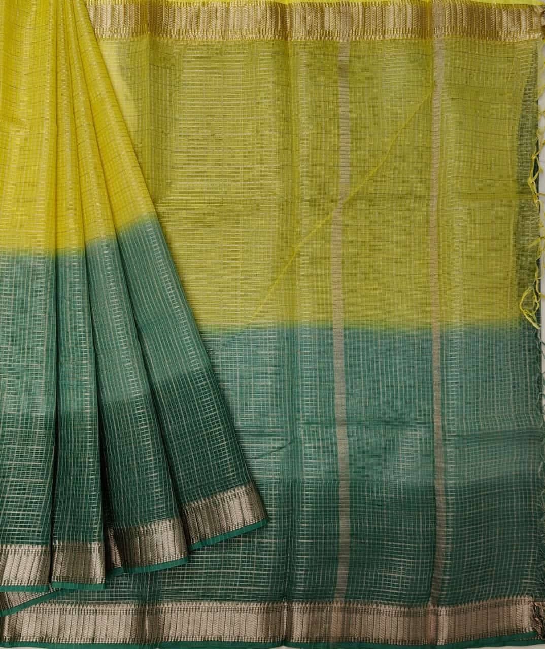 Mangalagiri Silk Saree with Copper Zari Temple Border - Mani's Fashions