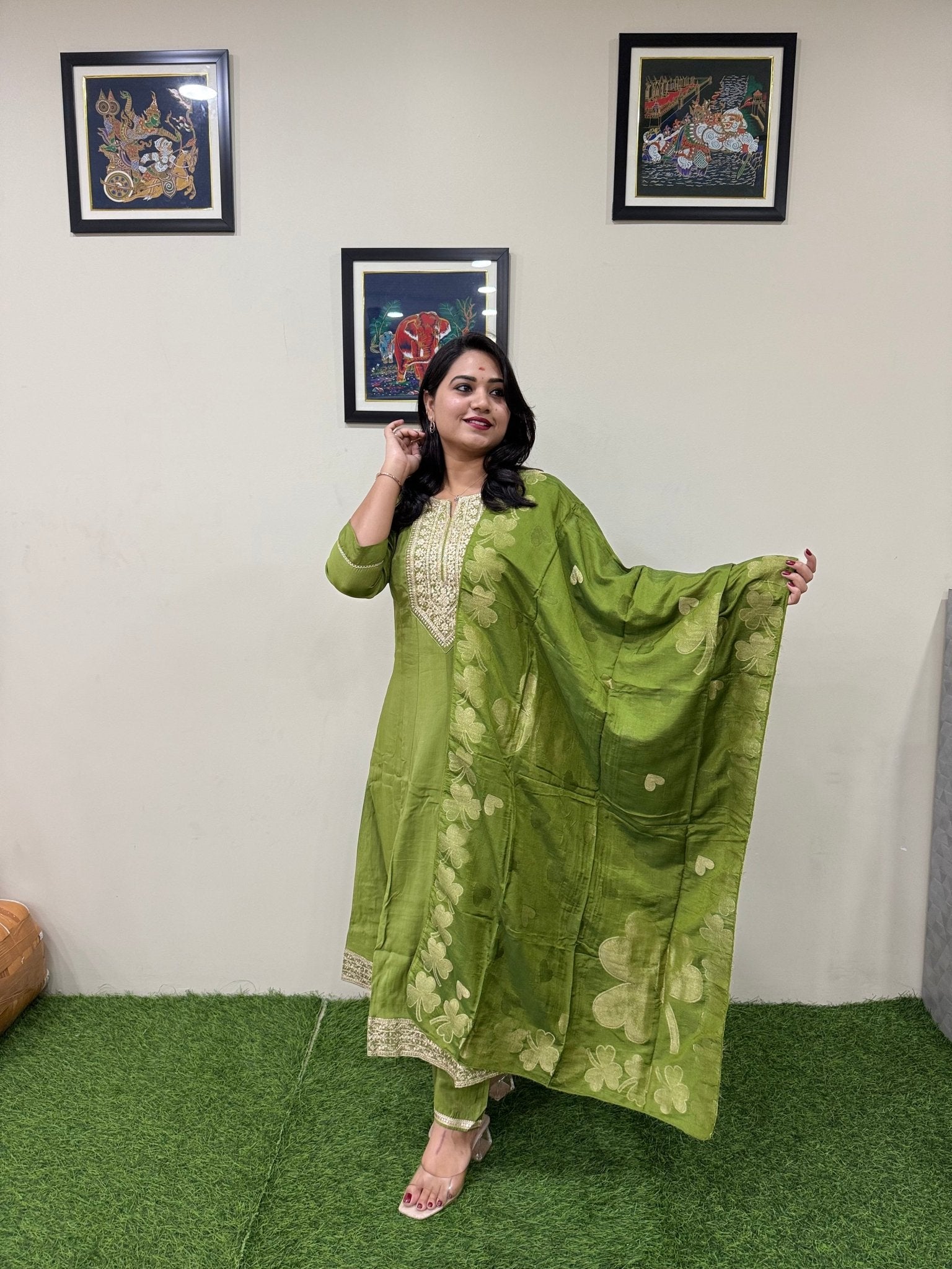 Nikhar – 3 - Piece Anarkali Set with Work Concept - Mani's Fashions