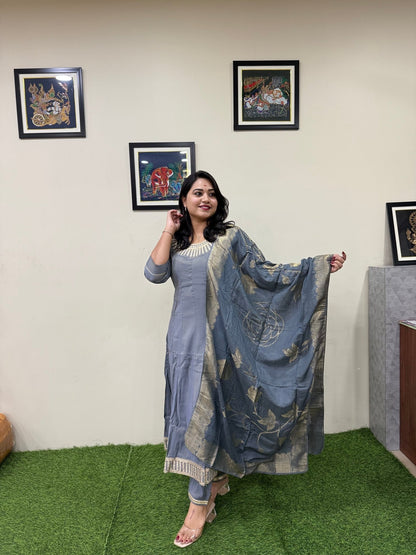 Nikhar – 3 - Piece Anarkali Set with Work Concept - Mani's Fashions