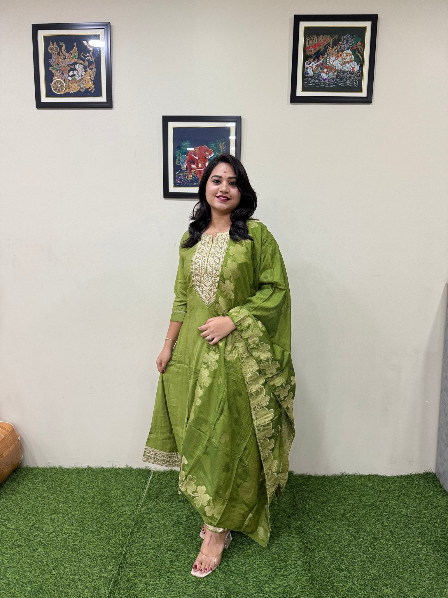 Nikhar – 3 - Piece Anarkali Set with Work Concept - Mani's Fashions