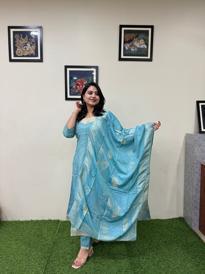 Nikhar – 3 - Piece Anarkali Set with Work Concept - Mani's Fashions