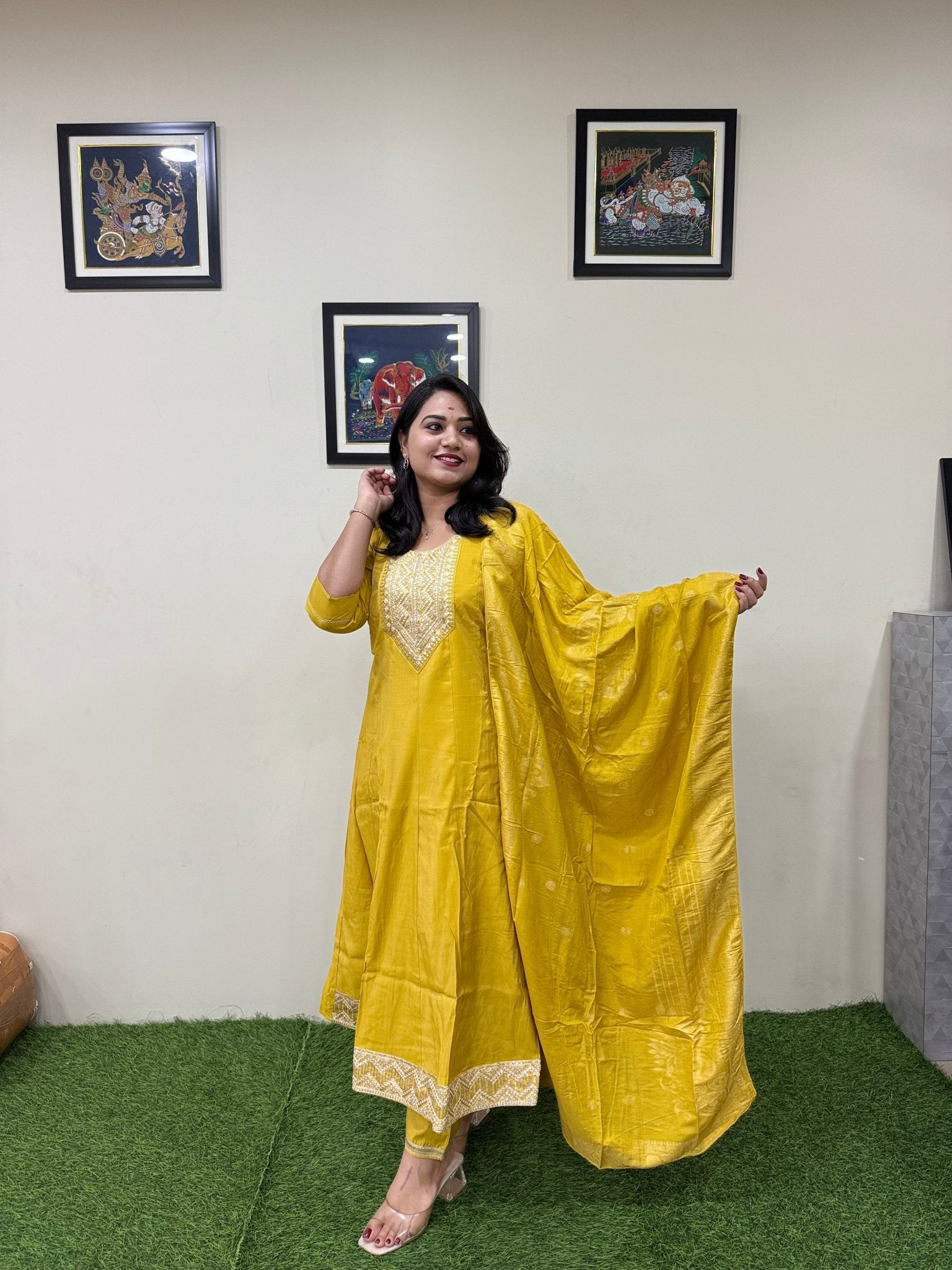 Nikhar – 3 - Piece Anarkali Set with Work Concept - Mani's Fashions