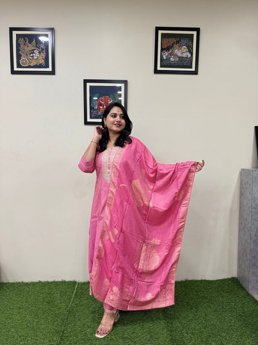 Nikhar – 3 - Piece Anarkali Set with Work Concept - Mani's Fashions