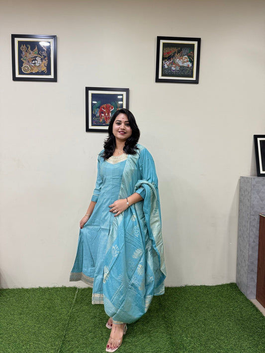 Nikhar – 3 - Piece Anarkali Set with Work Concept - Mani's Fashions