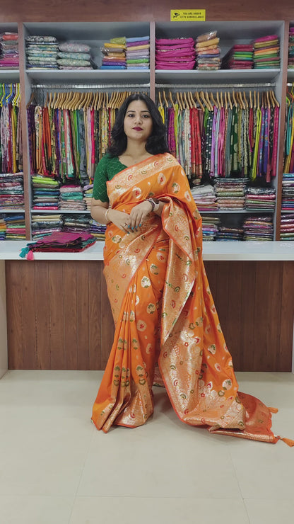 Banarasi Silk Saree with Traditional Weaving and Intricate Motifs for Women