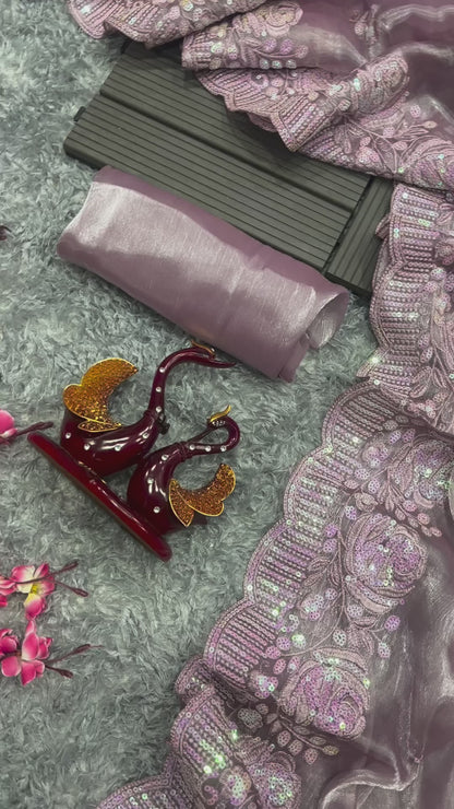 Heavy Berberry Silk Saree with Multicolored Thread and Sequin Embroidery – Festive and Wedding Wear