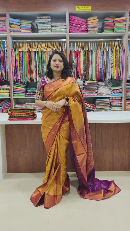 Bridal Kanchipuram Saree with Traditional Weaving and Embellishments – Women’s Wedding Saree
