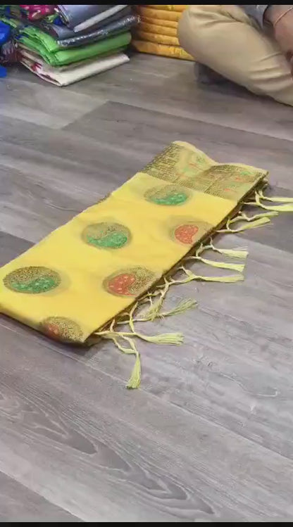 Kanchipuram Organza Saree with Antique Zari Weaving and Brocade Blouse – Festive Wear