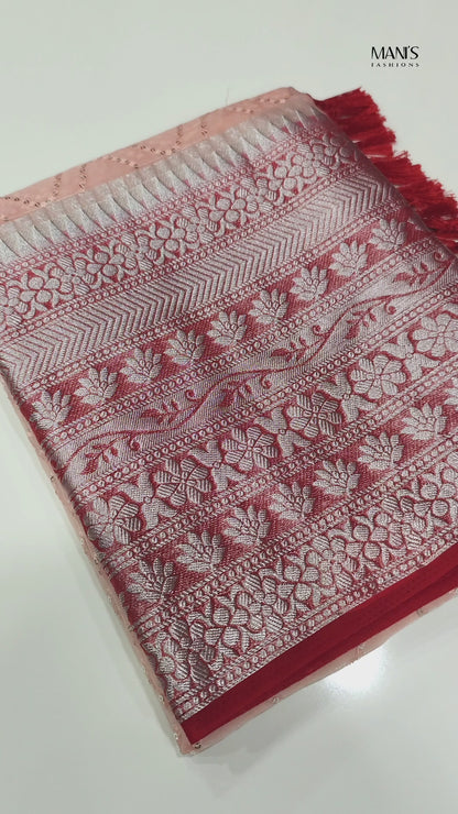 Kanchipuram Organza Saree with Viscose Thread Work and Satin Blouse for Women