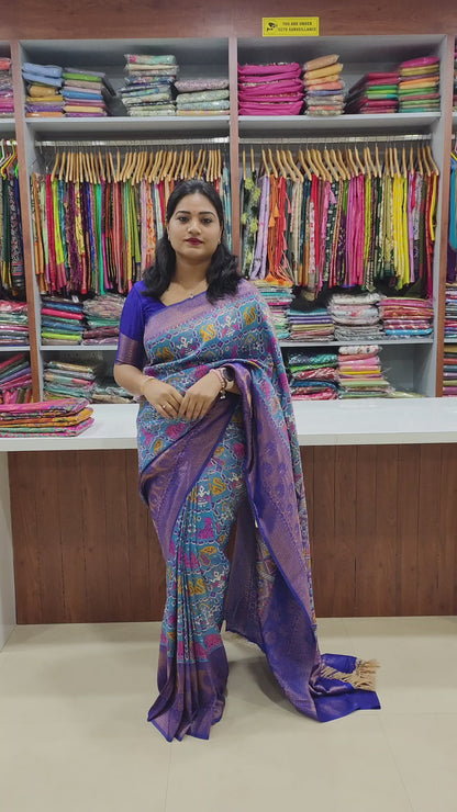 Nylon Silk Saree with Patola Print and Gold Zari Border for Women