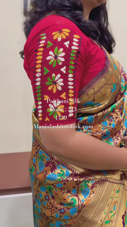 Banarasi Paithani Silk Saree with Intricate Zari Weaving and Rich Contrast Pallu – Festive Wear