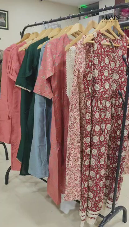 Women’s Cotton Floral Print Kurta with Palazzo & Dupatta – Sizes XL & 2XL