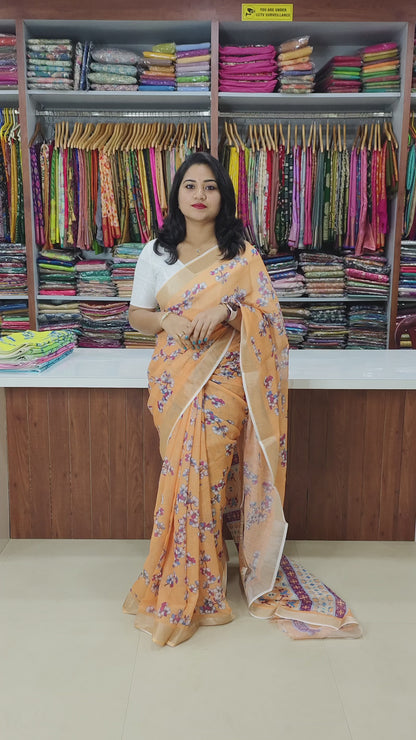 Pure Linen Saree with Vibrant Digital Print – Lightweight Casual and Festive Wear