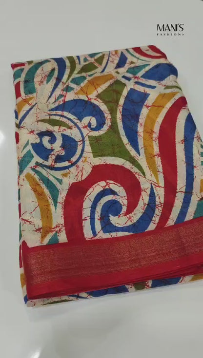 Cotton Crape Saree with Multicolor Fancy Print and Running Blouse – Lightweight Daily & Festive Wear
