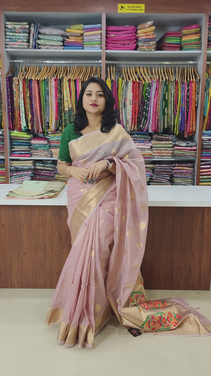 Korra Tissue Saree with Paithani Zari Weaving, Paithani Pallu and Heavy Blouse – Wedding Wear