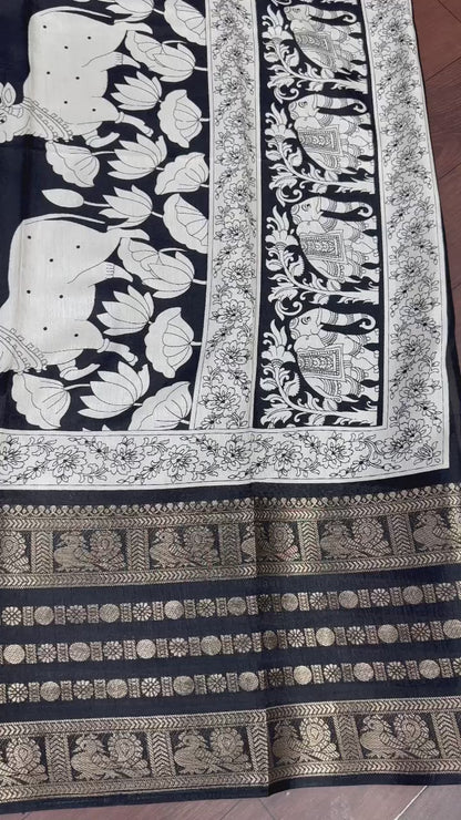 Dola Silk Saree with All-Over Jari Work and Jacquard Border for Women