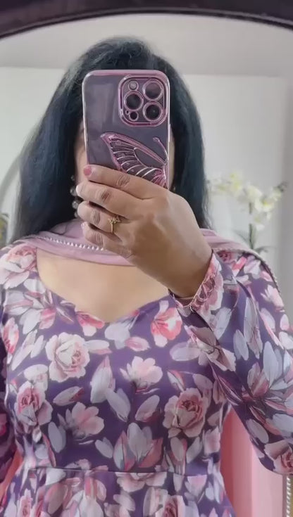 Elegant Georgette Gown with Dupatta: Stylish and Comfortable