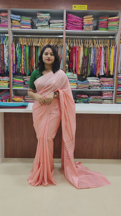 Kota Doria Stepal Saree with Lab Lab Design and Zari Border – Lightweight Festive Wear