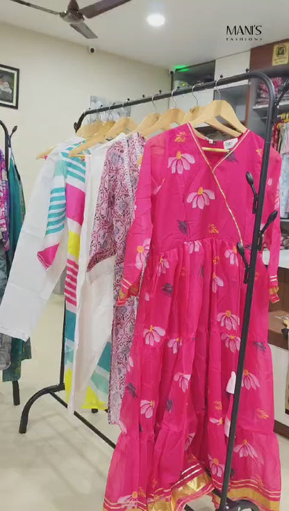 A-line cotton kurti pant dupatta set for women with lace detailing and printed design – summer festive wear