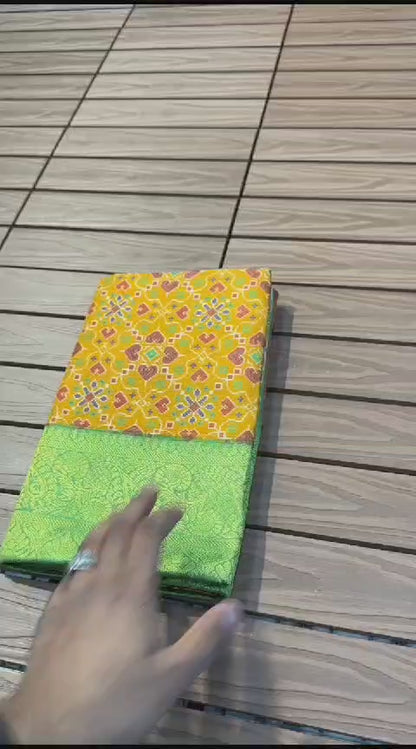 Spanish Ikkat Cotton Saree with Pochampalli Print and Nylon Zari Border for Women