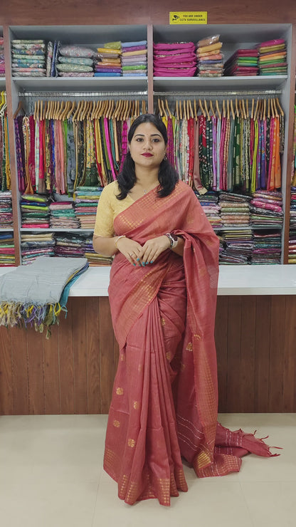 Muga Silk Saree with Sequence Pallu, Weaving Butta Design and Blouse Piece for Women