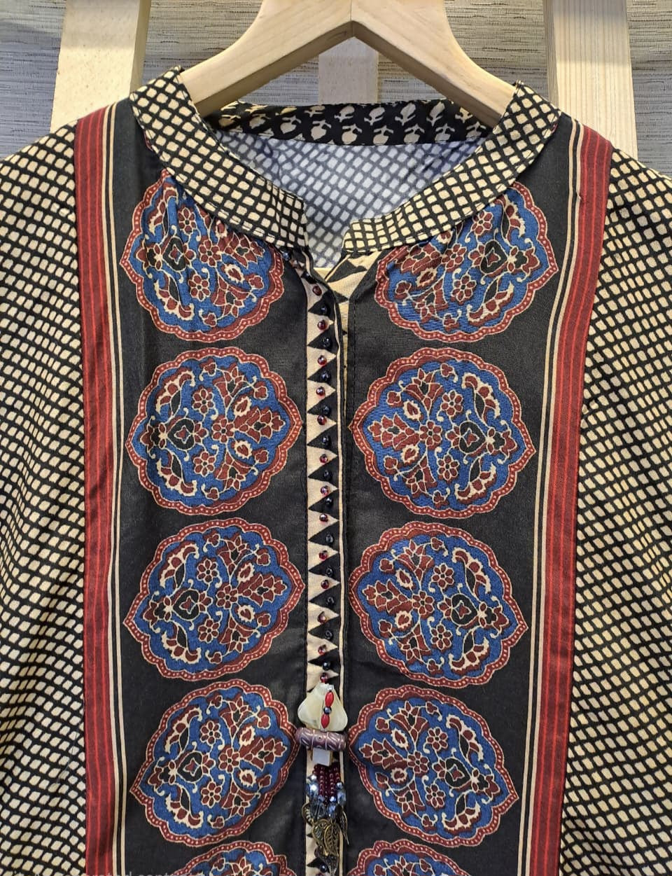 Women’s digital print viscose silk top palazzo set, moti sequin handwork touch, pocket palazzo, sizes 38-44