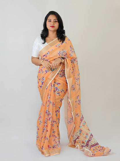 Pure Linen Saree with Vibrant Digital Print – Lightweight Casual and Festive Wear