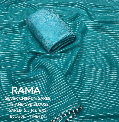 Soft Chiffon Saree with Silver Zari Weaving & Gota Temple Border – Banarasi Silk Blouse Included