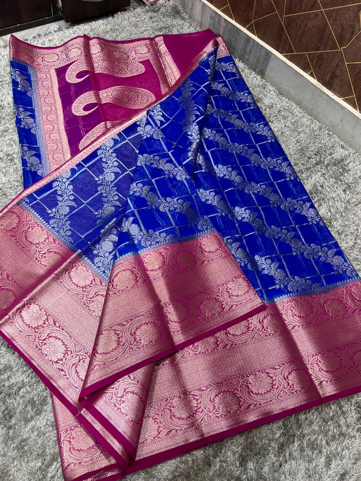 Women’s Banarasi Semi-Georgette Silk Saree with Brocade Motifs and Designer Rich Pallu