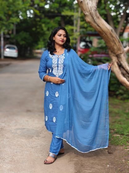 Jaipuri Rayon Ethnic Kurta with Pant and Dupatta – Heavy Fabric 3-Piece Set (M–3XL)