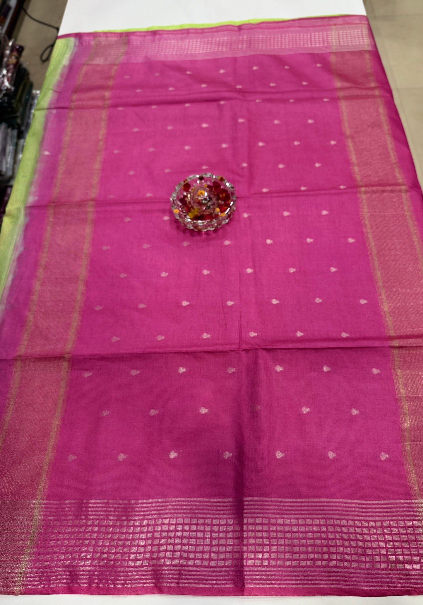 Semi Cotton Silk Saree with 2D Woven Buttas and Contrast Pallu – Elegant Daily and Festive Wear Saree