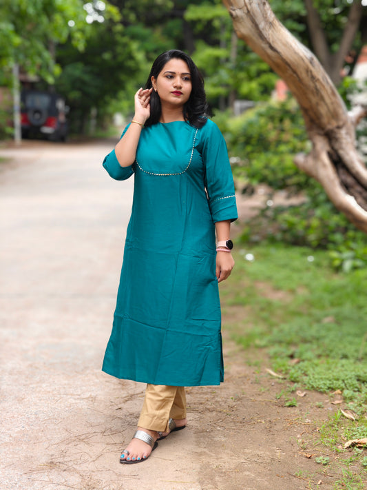 Green Poly Silk Solid Kurta with Pant Set for Women – Elegant Daily and Festive Wear