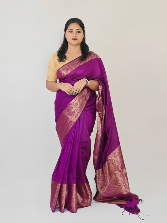 Pure Muga Cotton Mohapar Saree with Brocade Blouse Piece for Women – Soft Draping Fabric