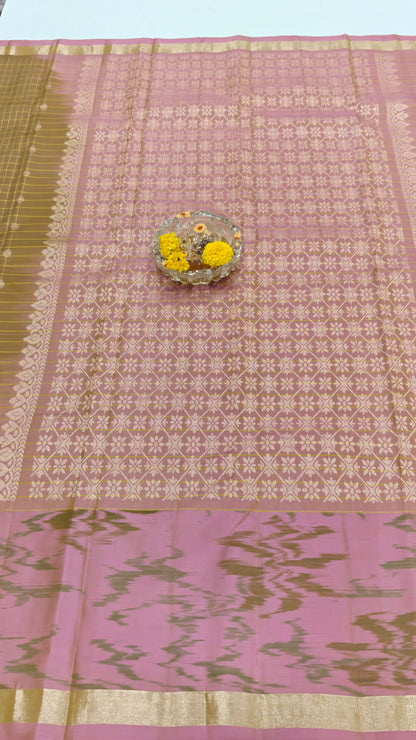 Handloom Soft Silk Checks Saree with Pochampally-Style Border