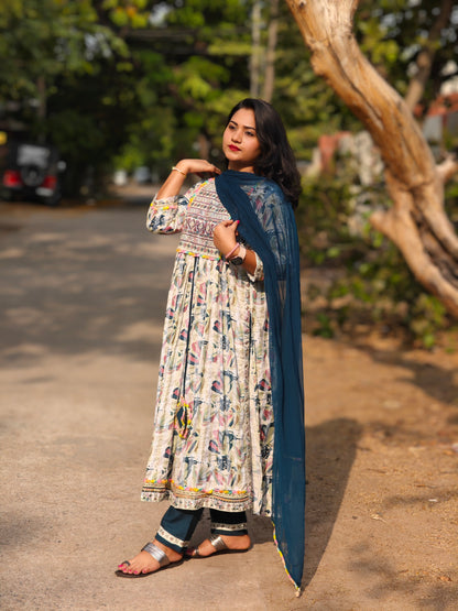 Heavy Rayon Printed Kurta Pant Dupatta Set with Embroidery for Women – Sizes M to XXL