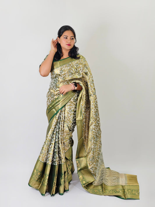 Kanchipuram Pattu Saree with Traditional Zari Weaving and Motifs