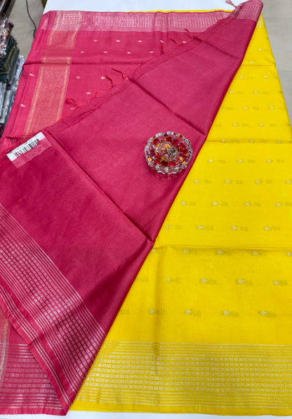 Semi Cotton Silk Saree with 2D Woven Buttas and Contrast Pallu – Elegant Daily and Festive Wear Saree