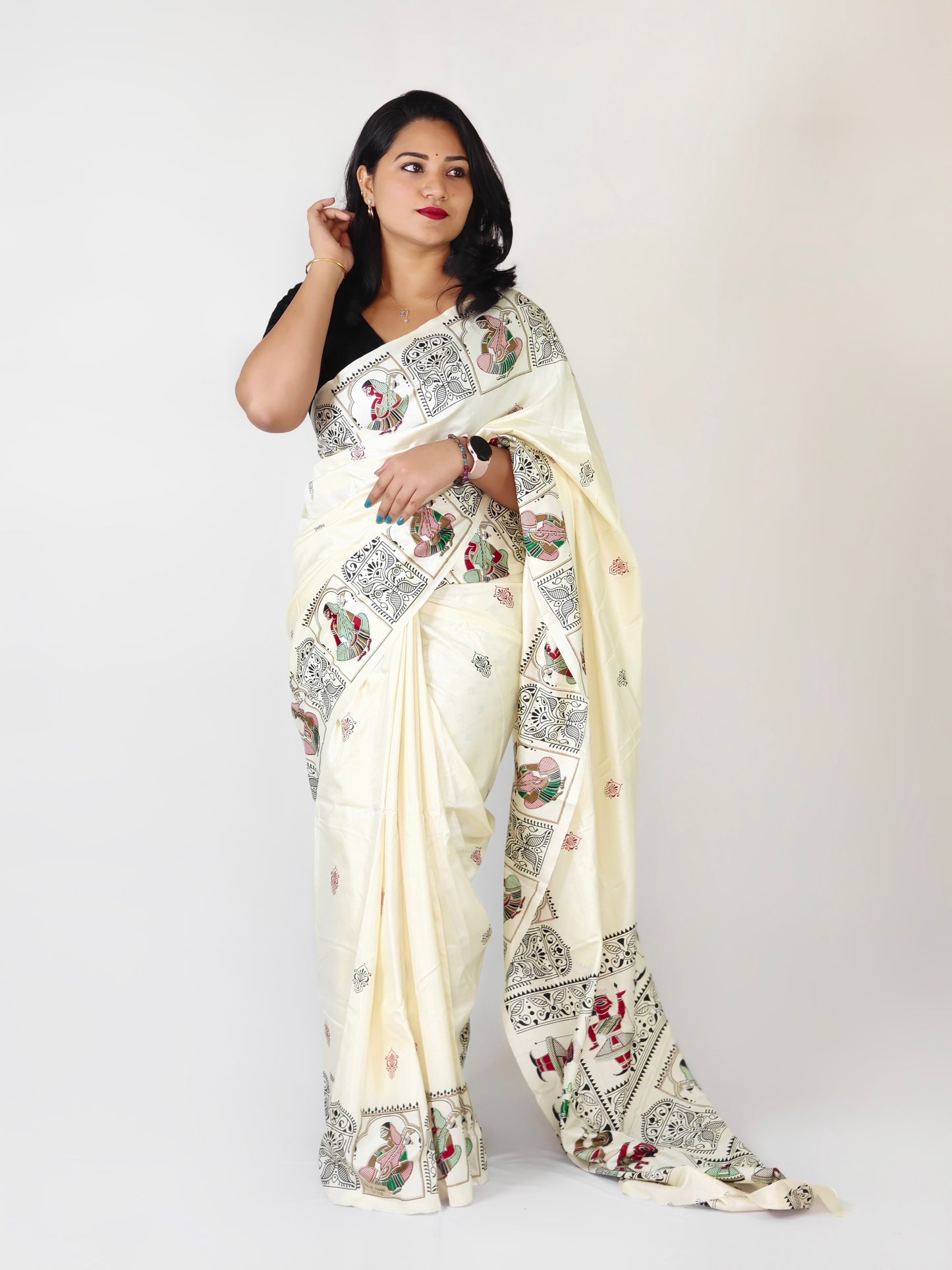 Semi Tussar Silk Saree with Matching Blouse Piece – Elegant Festive and Party Wear