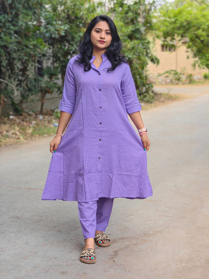 Women's fine cotton A-line kurti pant set with katha work and pocket – ankle-length, M to XXL