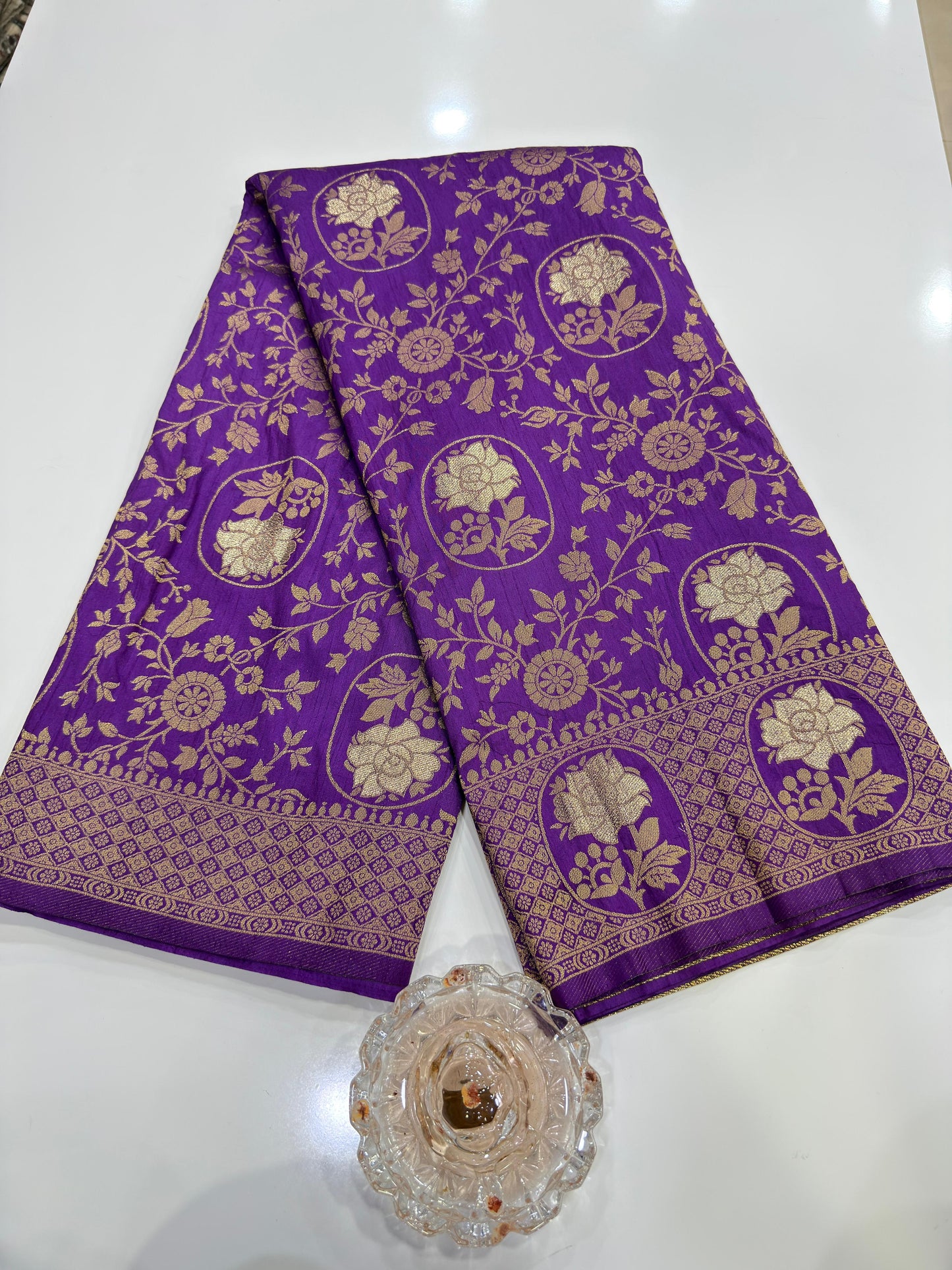Soft Dola Silk Meenakari Woven Saree with Rich Pallu, Zari Floral Border and Tassels for Women