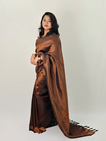 Kubera Pattu Silk Saree with Plain Body and Rich Contrast Border – Festive Wear for Women