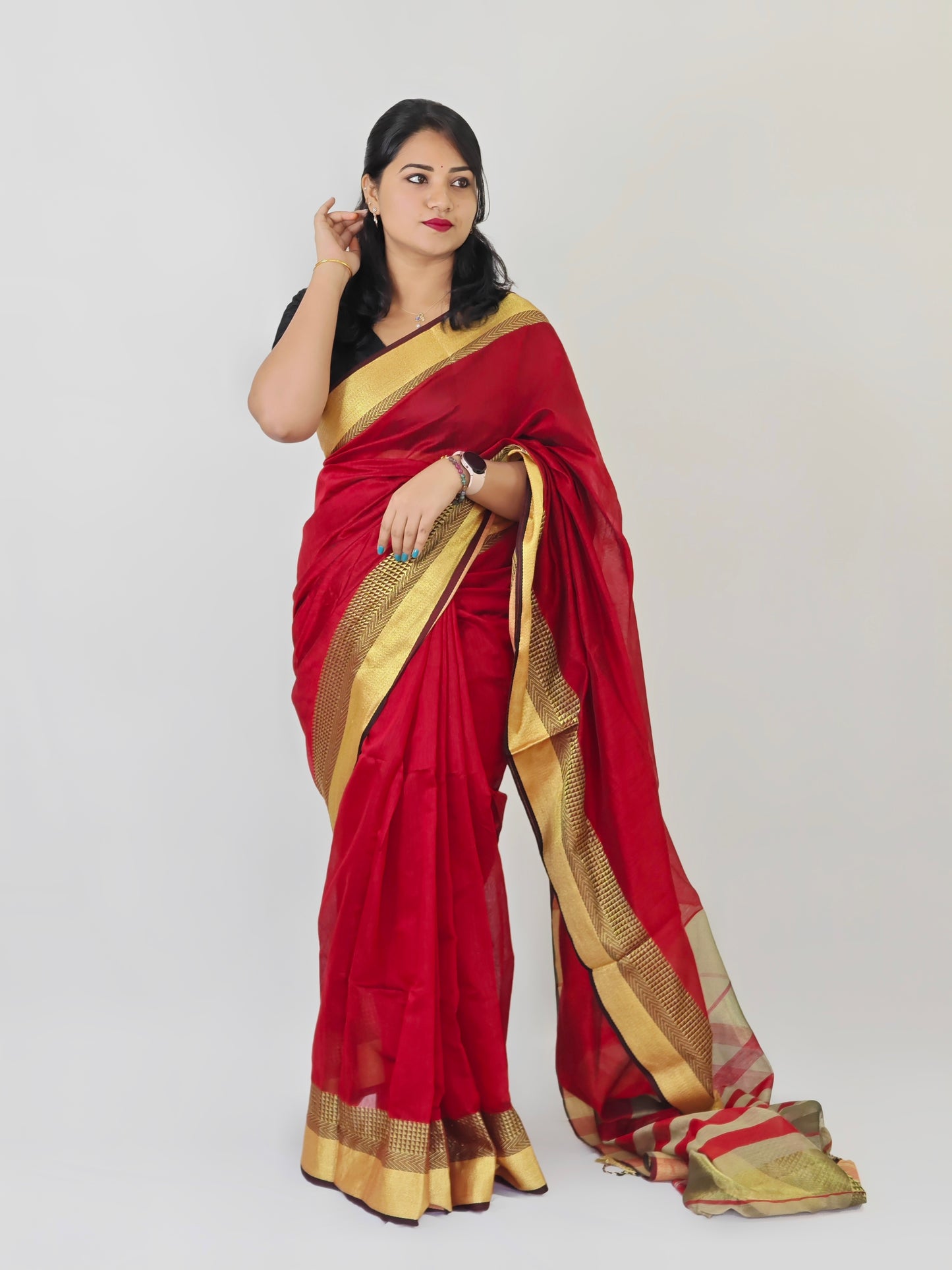 Maheshwari Cotton Silk Saree with All-Over Work – Elegant Festive Wear