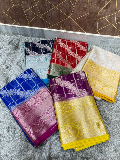 Women’s Banarasi Semi-Georgette Silk Saree with Brocade Motifs and Designer Rich Pallu