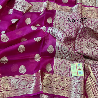 Banarasi Kora Organza Silk Saree with Golden Zari Weaving and Blouse Piece – Festive Wear